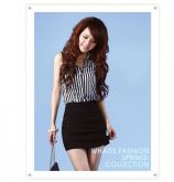 -Estilo coreano Vestido Stripe Conjunto Vertical